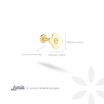 Custom Initial Custom Flatback Ear Piercing 14K Gold