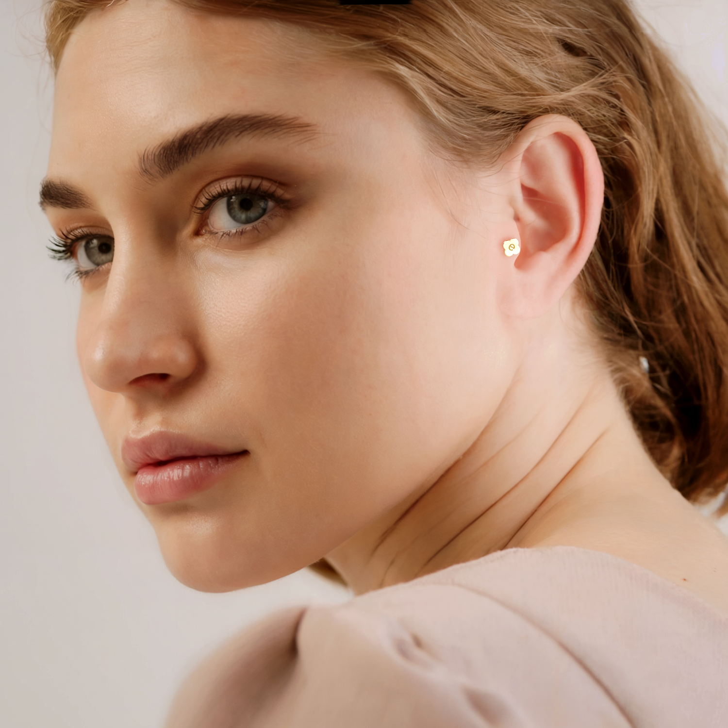 Custom Initial Custom Flatback Ear Piercing 14K Gold