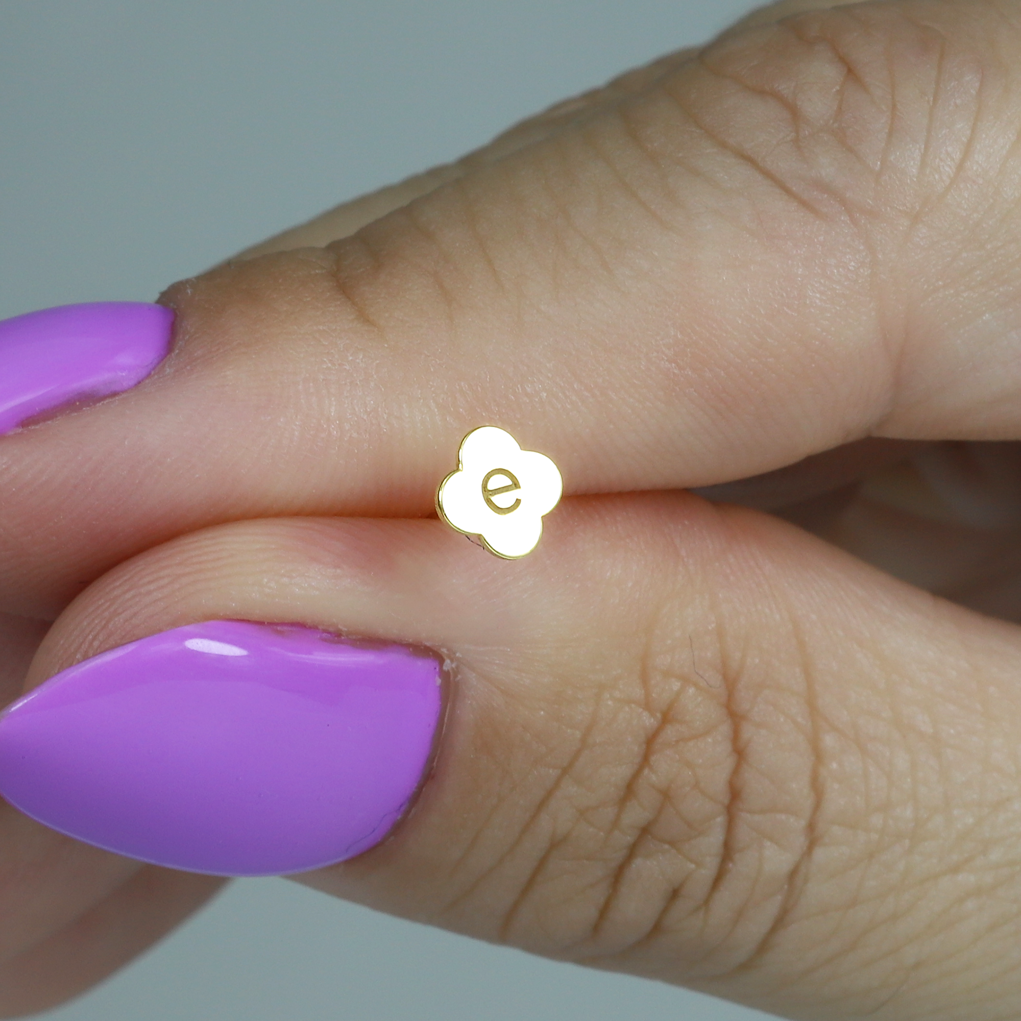 Custom Initial Custom Flatback Ear Piercing 14K Gold