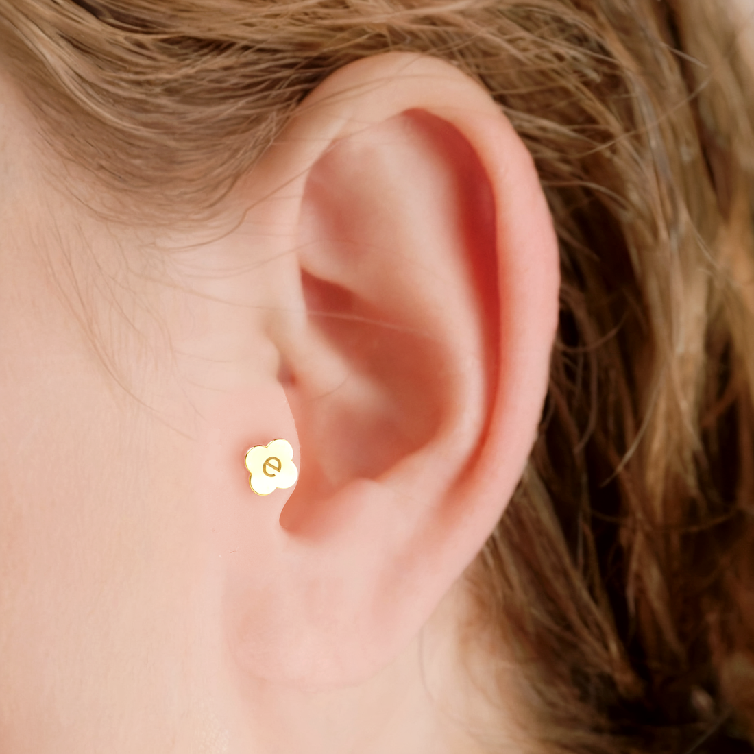 14K Gold Custom Flatback Ear Piercing