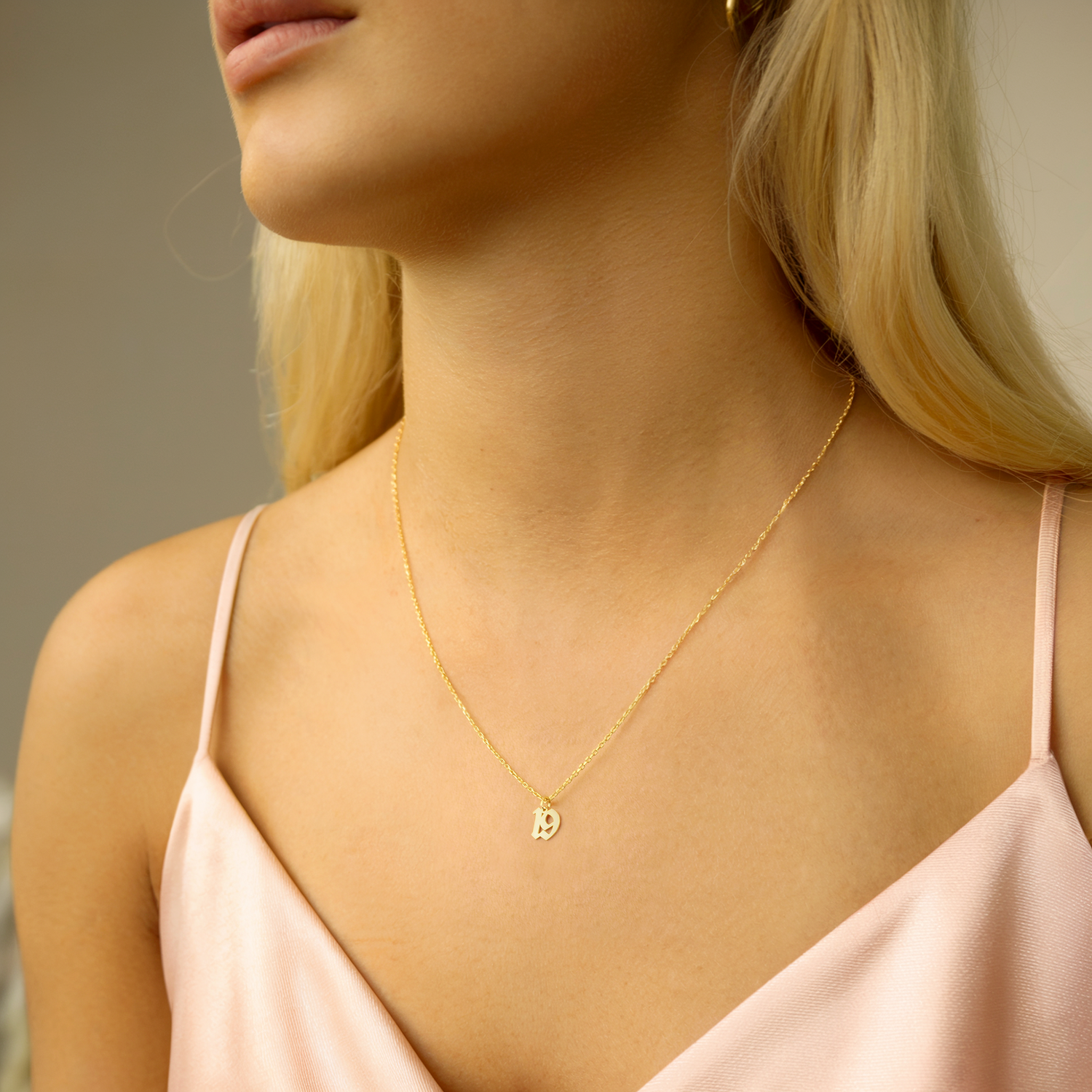 Custom Number Personalized Double Digit Necklace 14K Gold