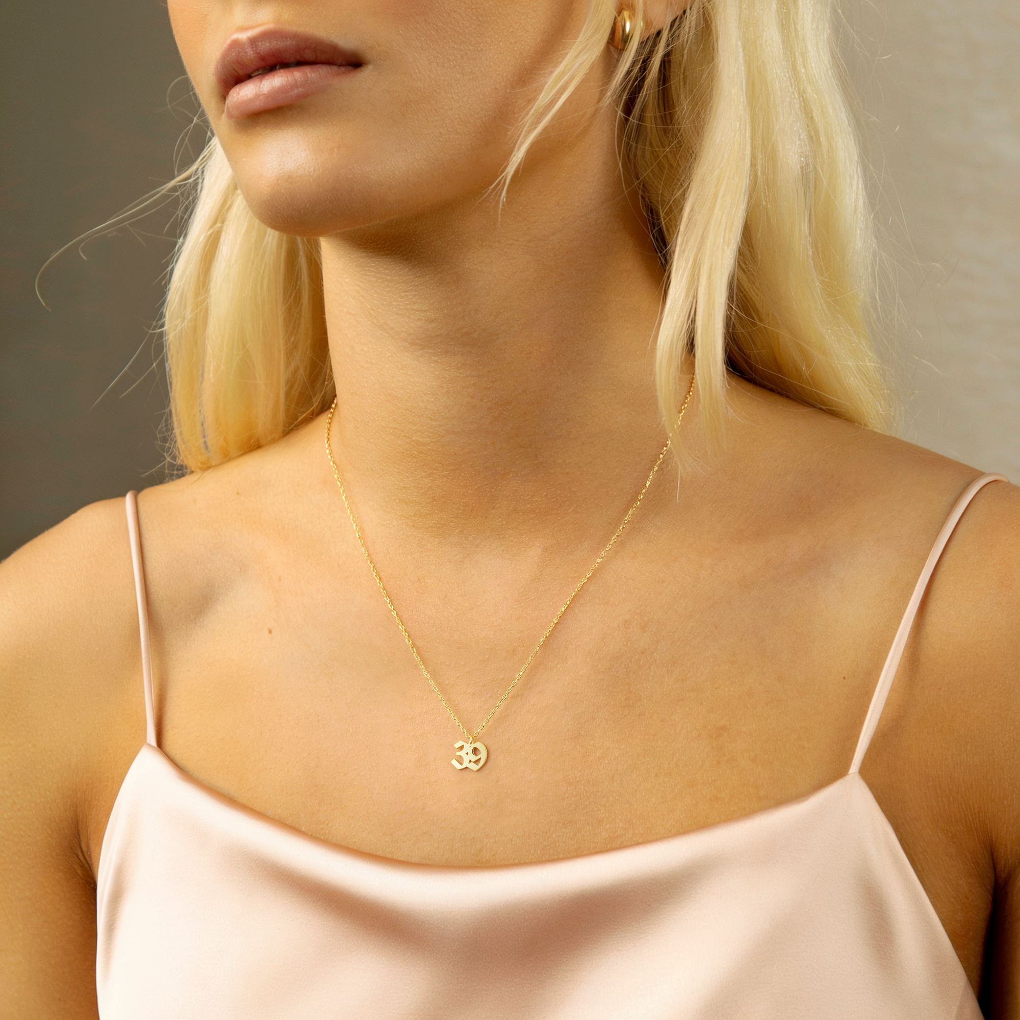 Custom Number Personalized Double Digit Necklace 14K Gold