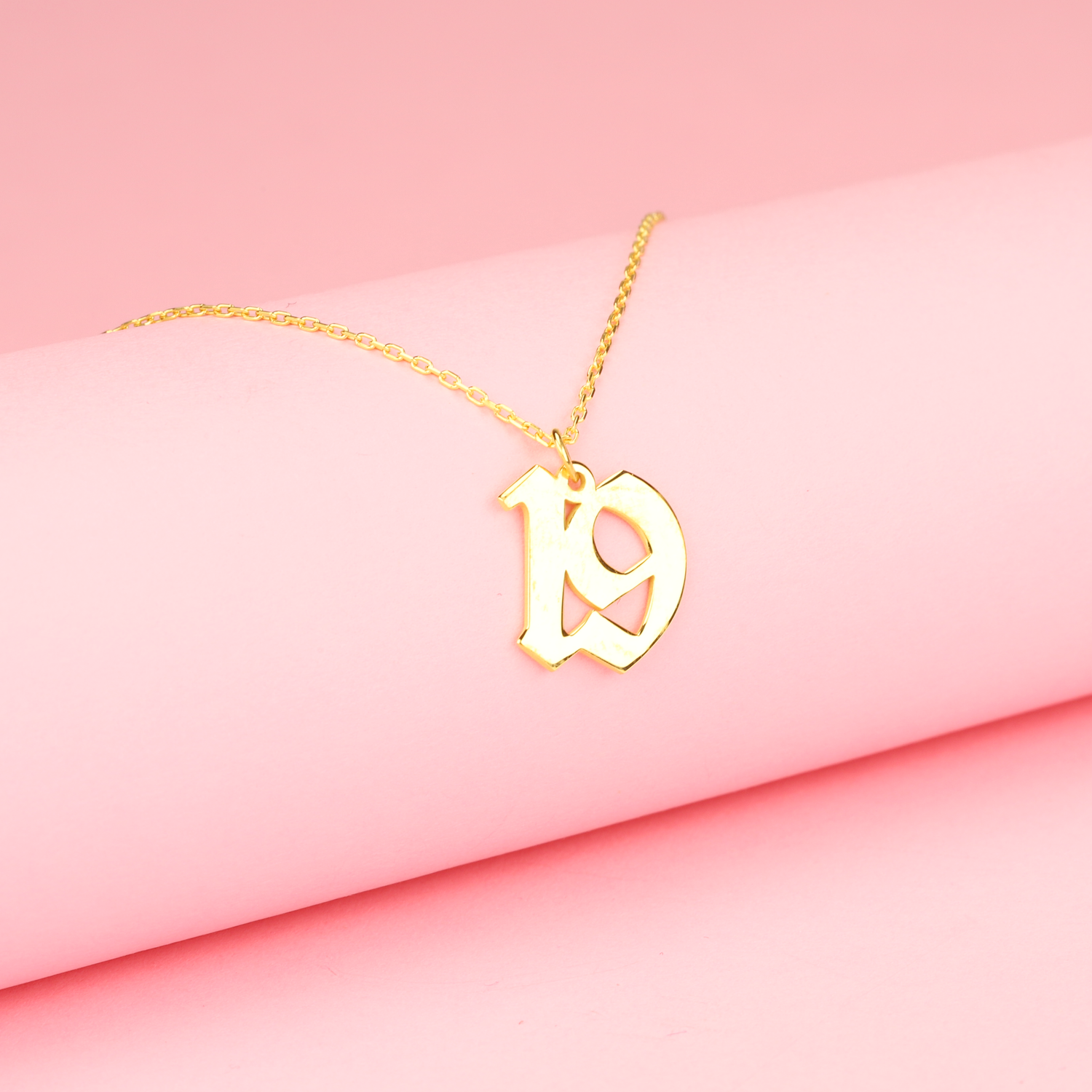 Custom Number Personalized Double Digit Necklace 14K Gold