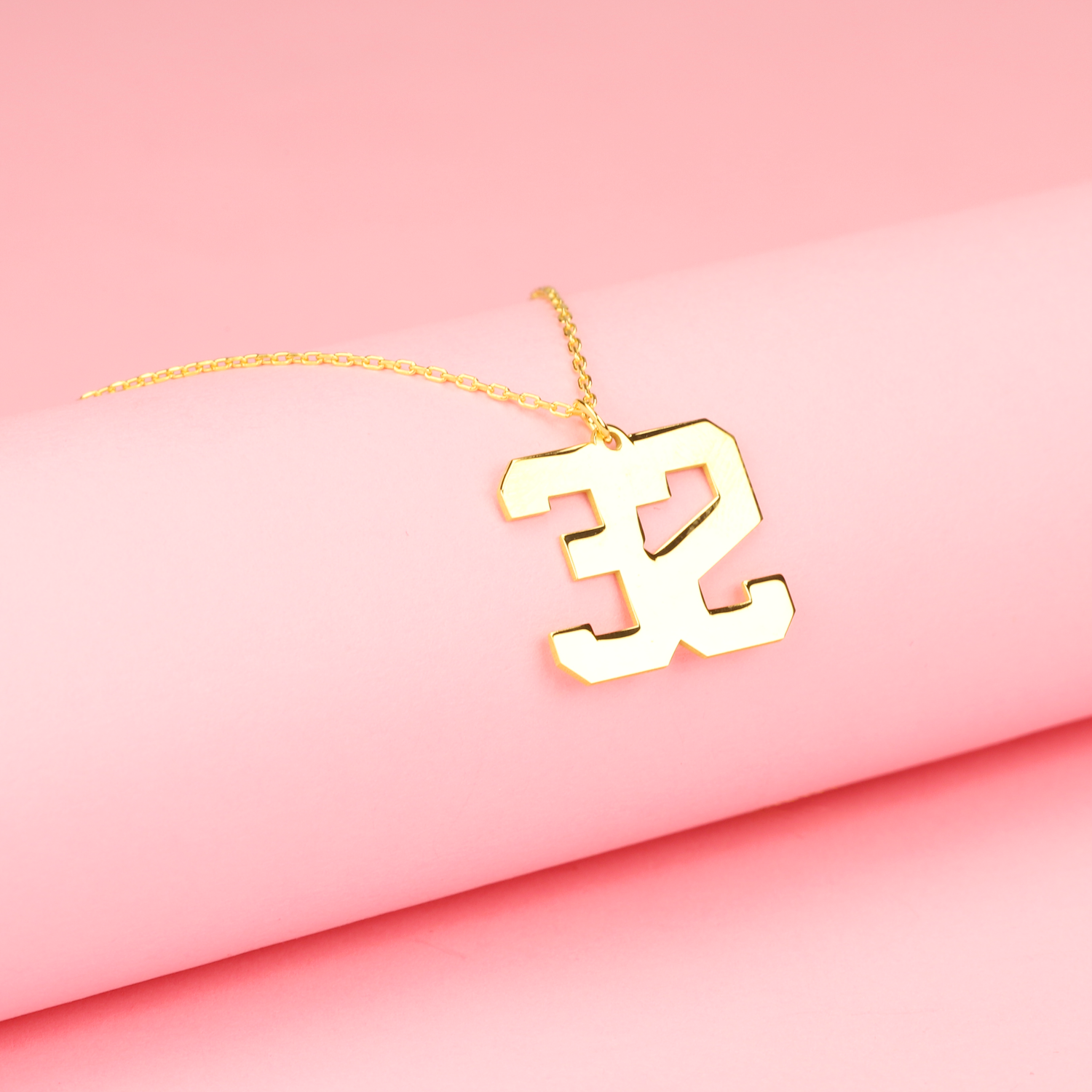 Custom Number Personalized Sport Necklace 14K Gold