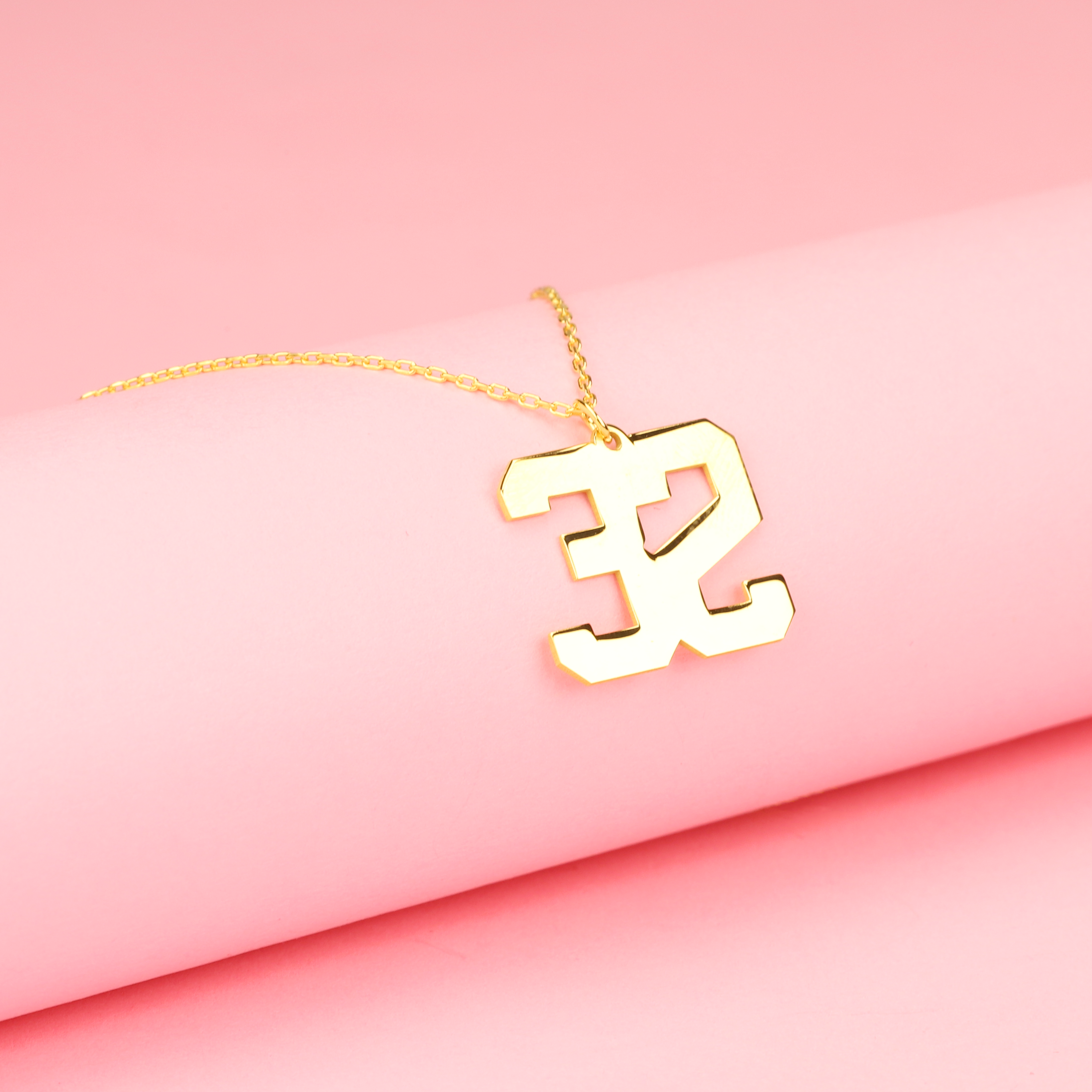 Custom Number Personalized Sport Necklace 14K Gold
