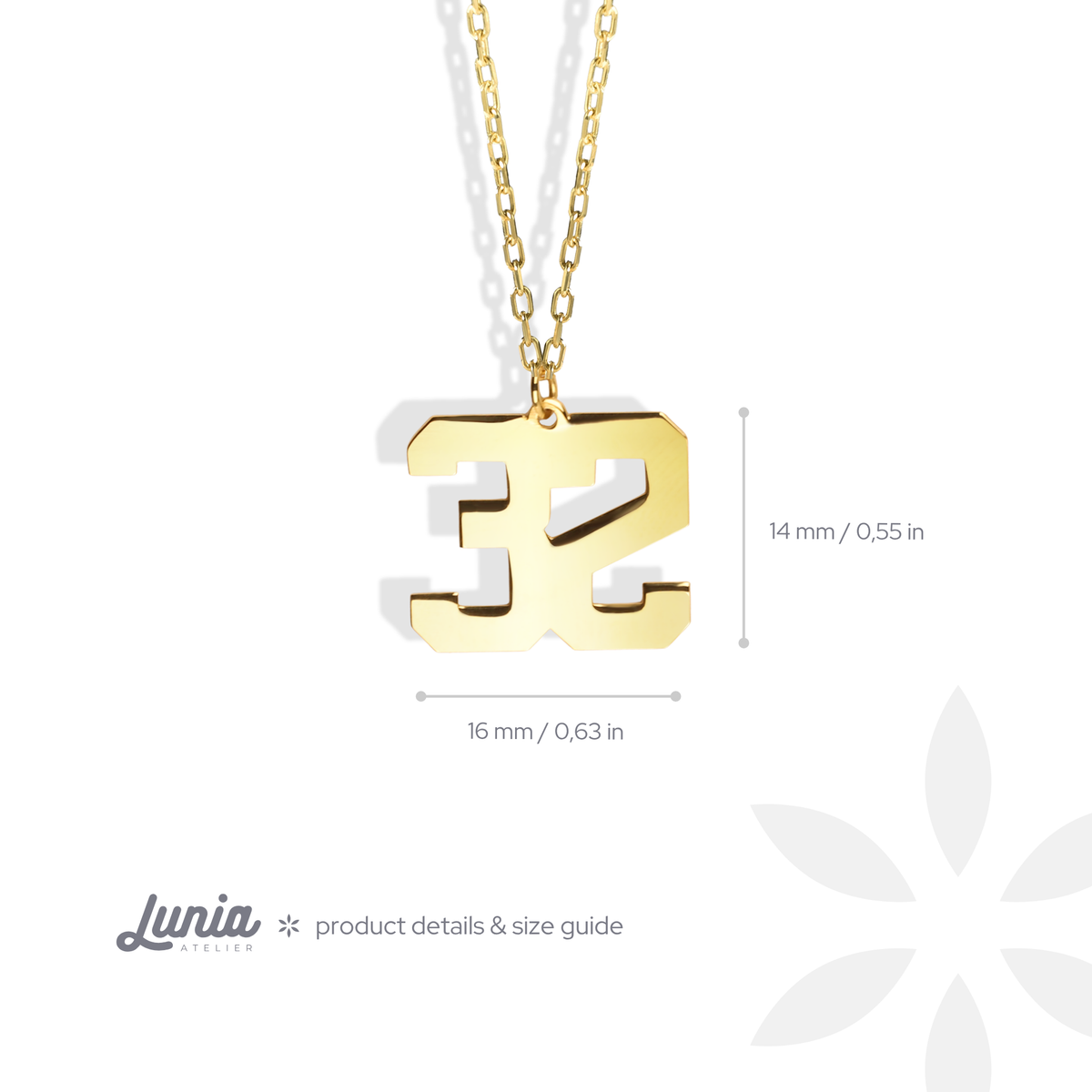 Custom Number Personalized Sport Necklace 14K Gold / Silver