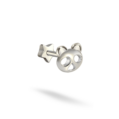 Cute Bear Head Flatback Ear Piercing 14K Gold