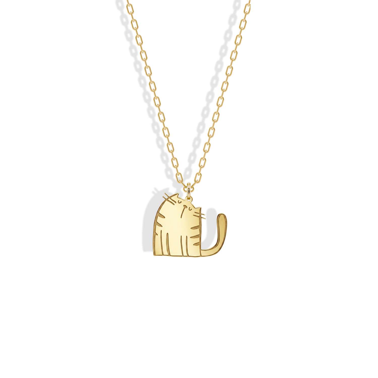 Cute Cat Pendant Necklace 14K Gold / Silver. Hand crafted cat jewelry, perfect cat lover gift, cat mom gift, kitten necklace, and pet lover gift.