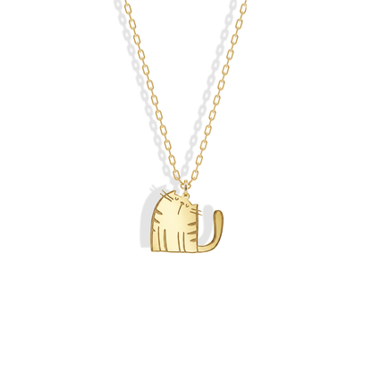 Cute Cat Pendant Necklace 14K Gold / Silver. Hand crafted cat jewelry, perfect cat lover gift, cat mom gift, kitten necklace, and pet lover gift.
