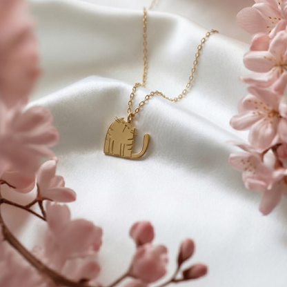 Cute Cat Pendant Necklace 14K Gold / Silver