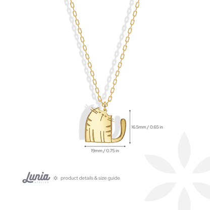 Cute Cat Pendant Necklace 14K Gold / Silver