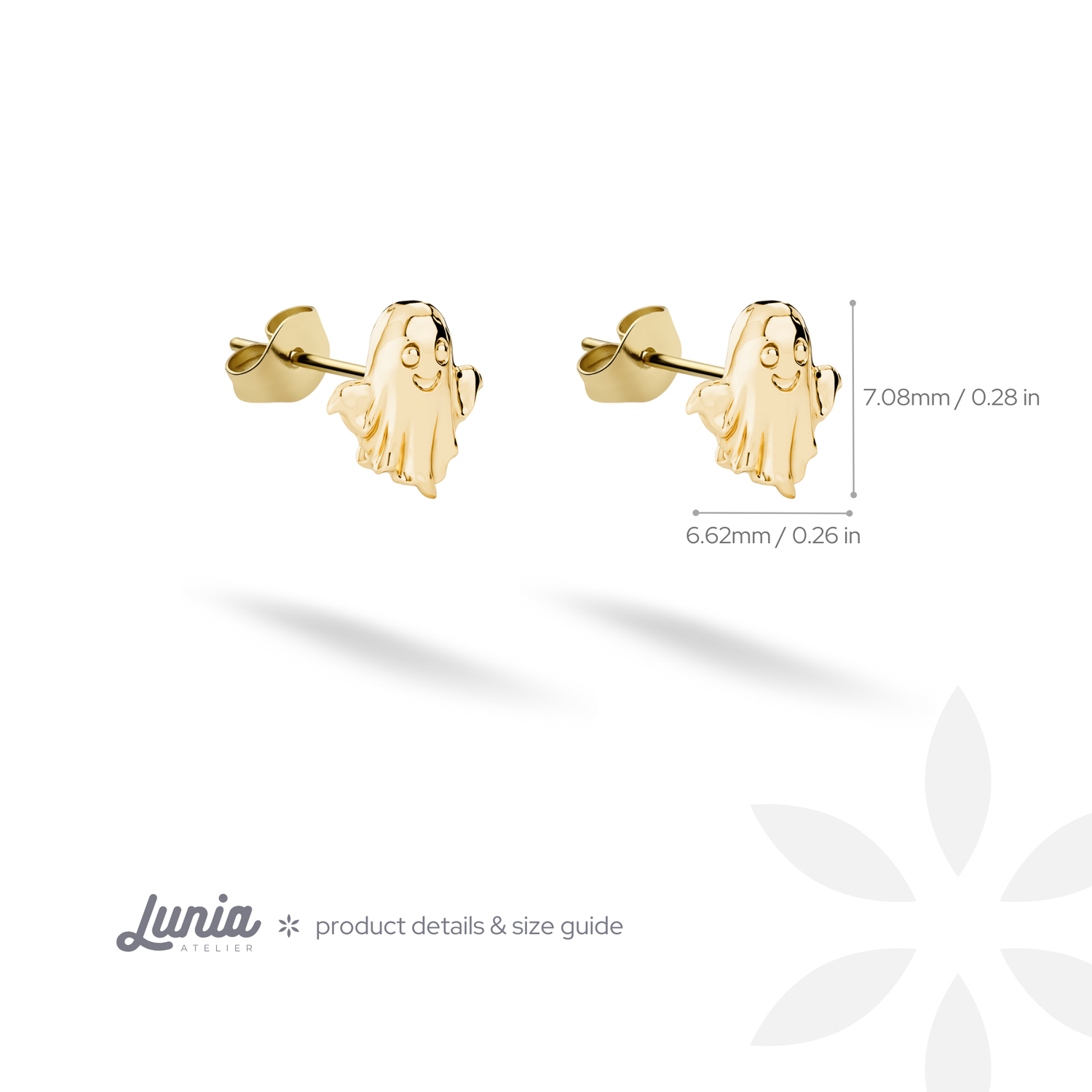 Cute Ghost Halloween Stud Earrings 14K Gold / Silver