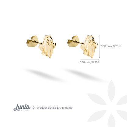 Cute Ghost Halloween Stud Earrings 14K Gold / Silver