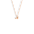 Rose gold warms the dachshund’s elongated outline from muzzle to curled tail