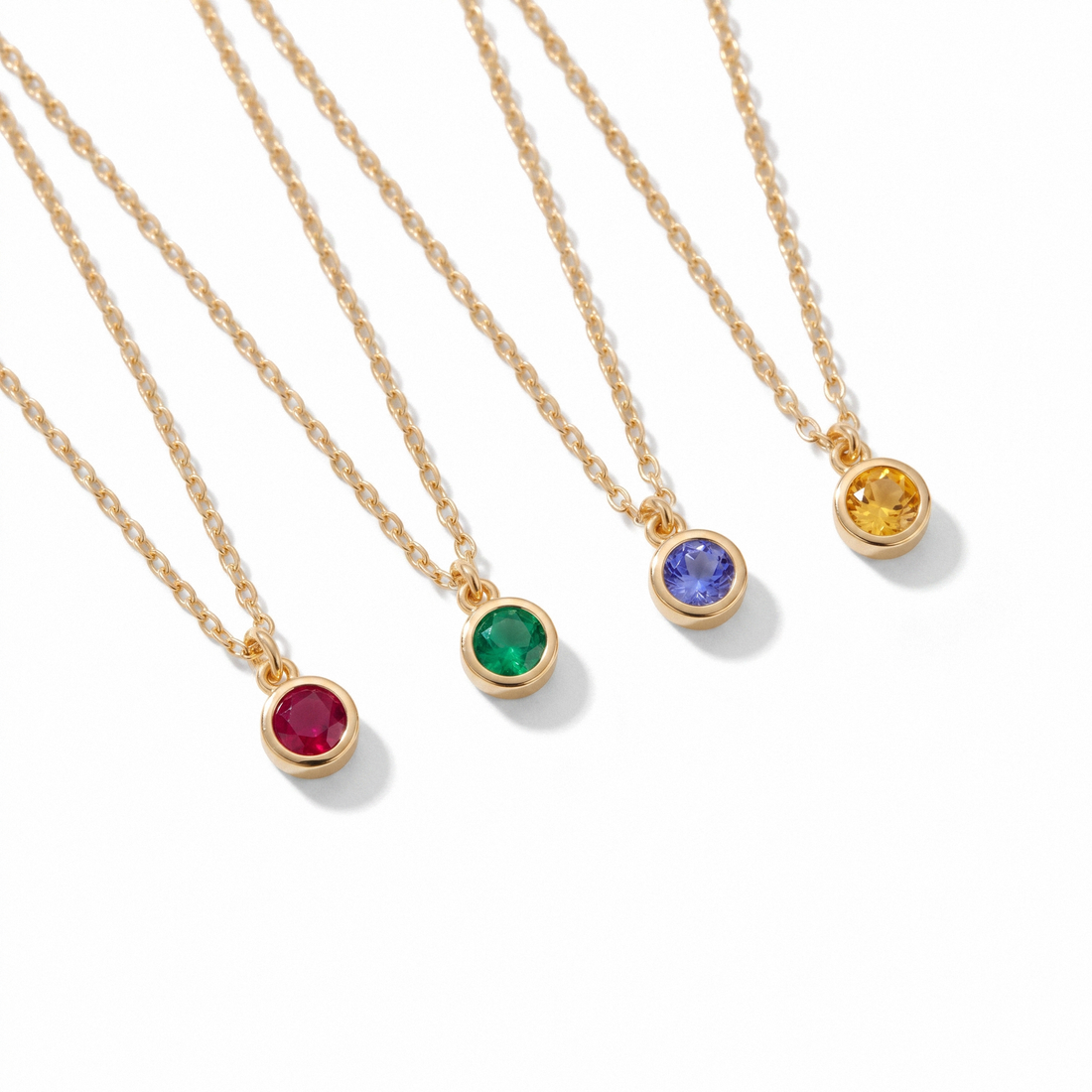 Dainty Birthstone Gemstone Chain Custom Necklace in 14K Solid Gold