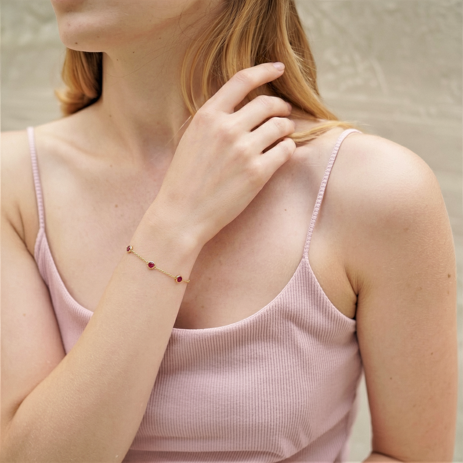 Dainty Custom Birthstone Gemstone Bracelet 14K Gold / Silver