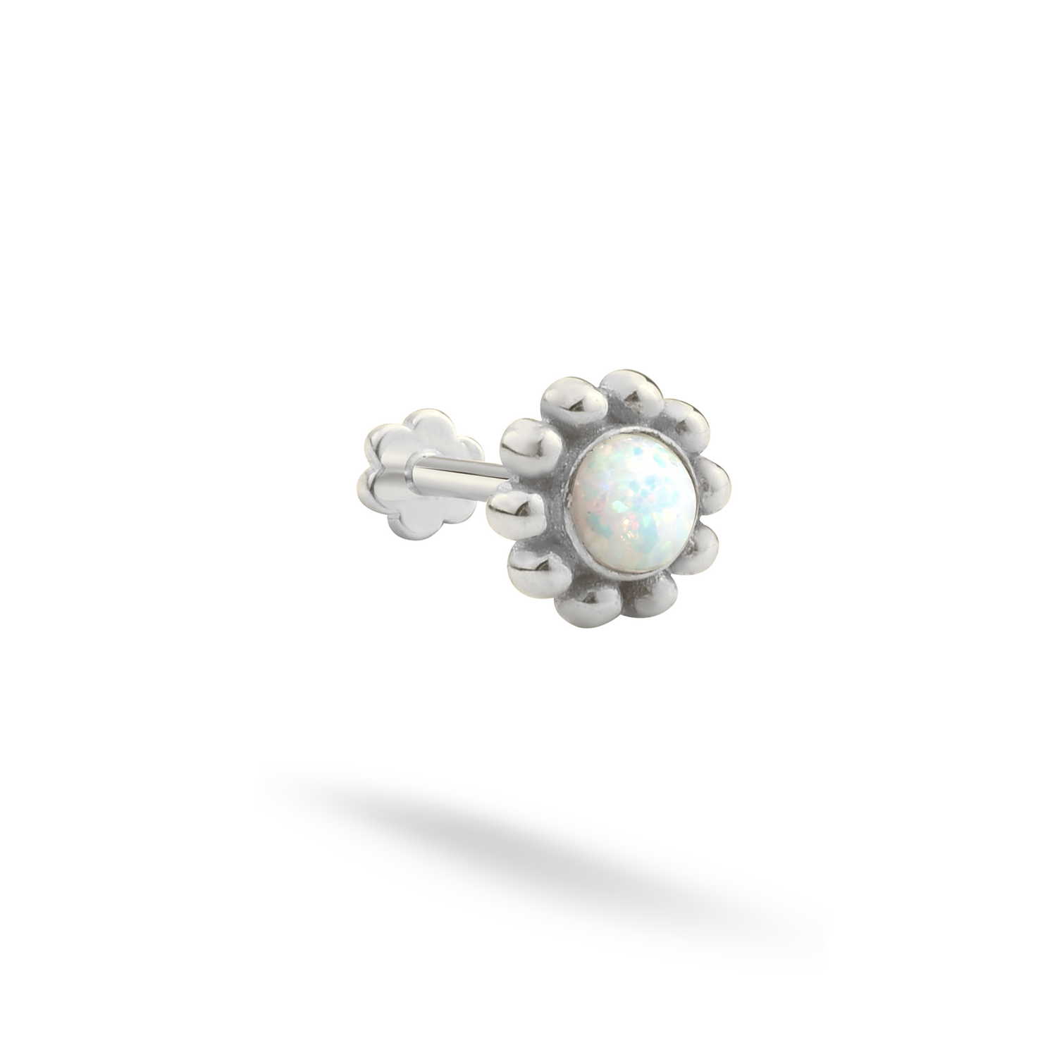 Daisy Blossom Flatback Ear Piercing 14K Gold with CZ Stone