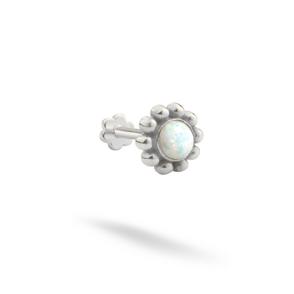 Daisy Blossom Flatback Ear Piercing 14K Gold with CZ Stone