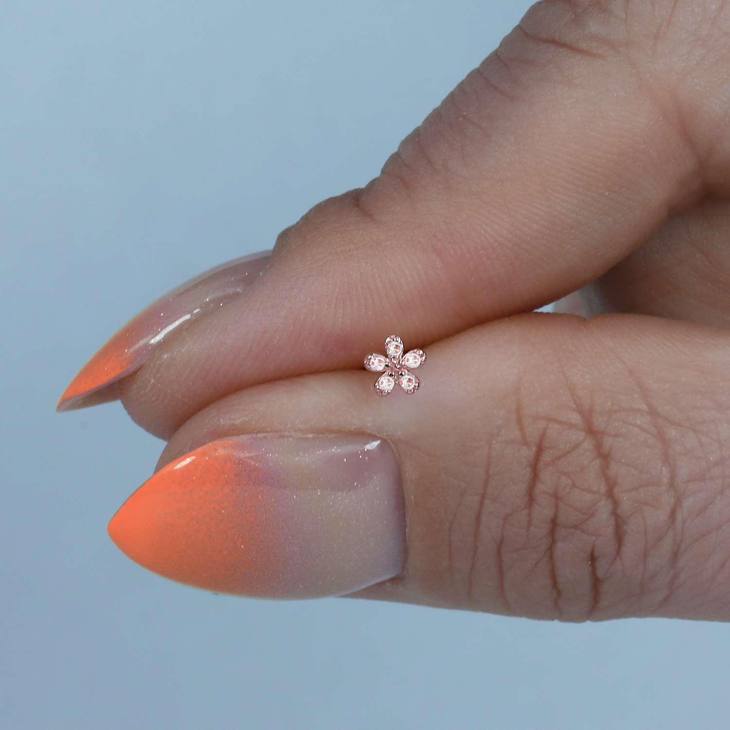 Daisy Flatback Ear Piercing 14K Gold with CZ Stone