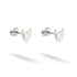 A cool white-gold finish redraws a polished heart tipped with tiny devil horns and a pointed tail. The pale surface pairs naturally with cool jewellery