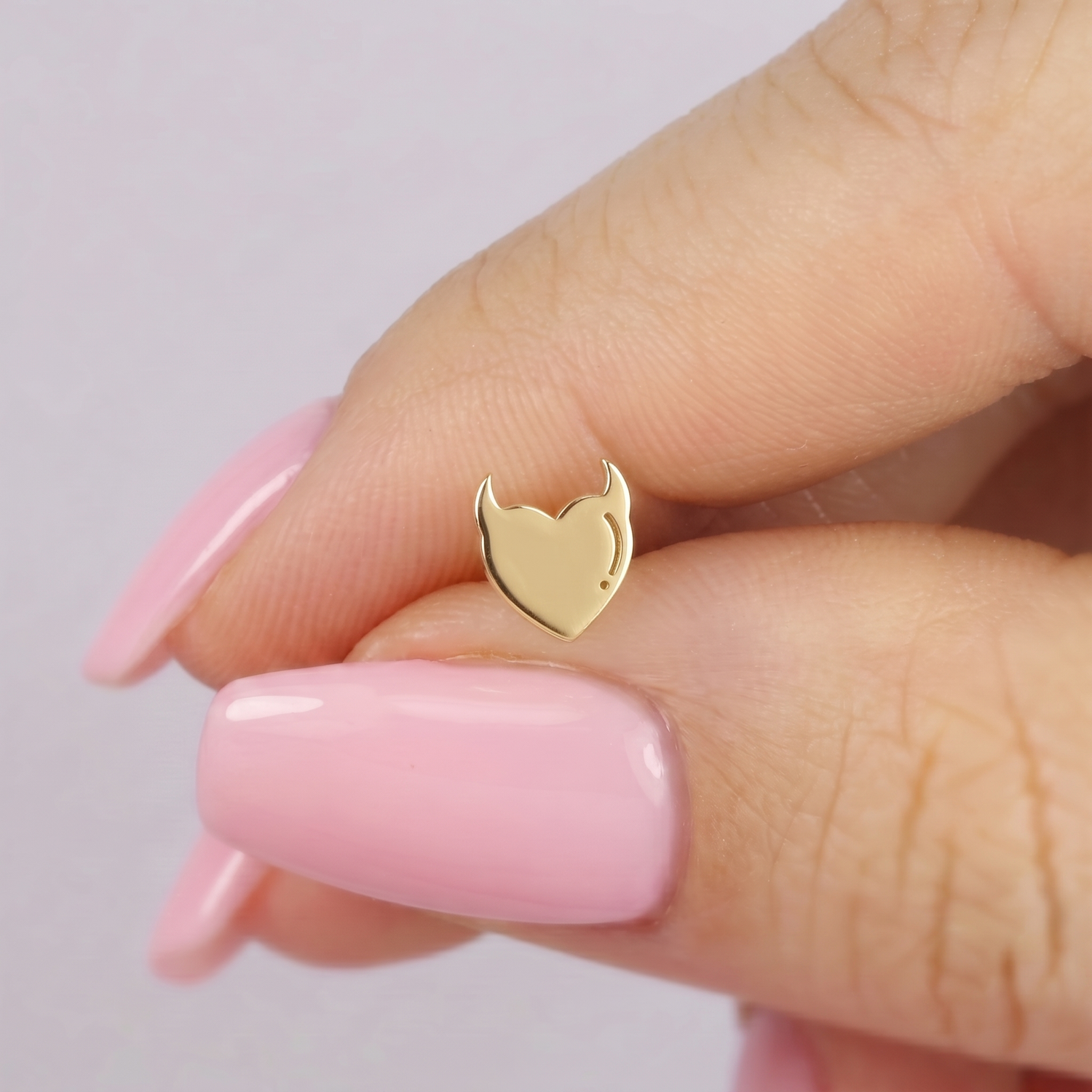 Devil Heart Flatback Ear Piercing 14K Gold / Silver