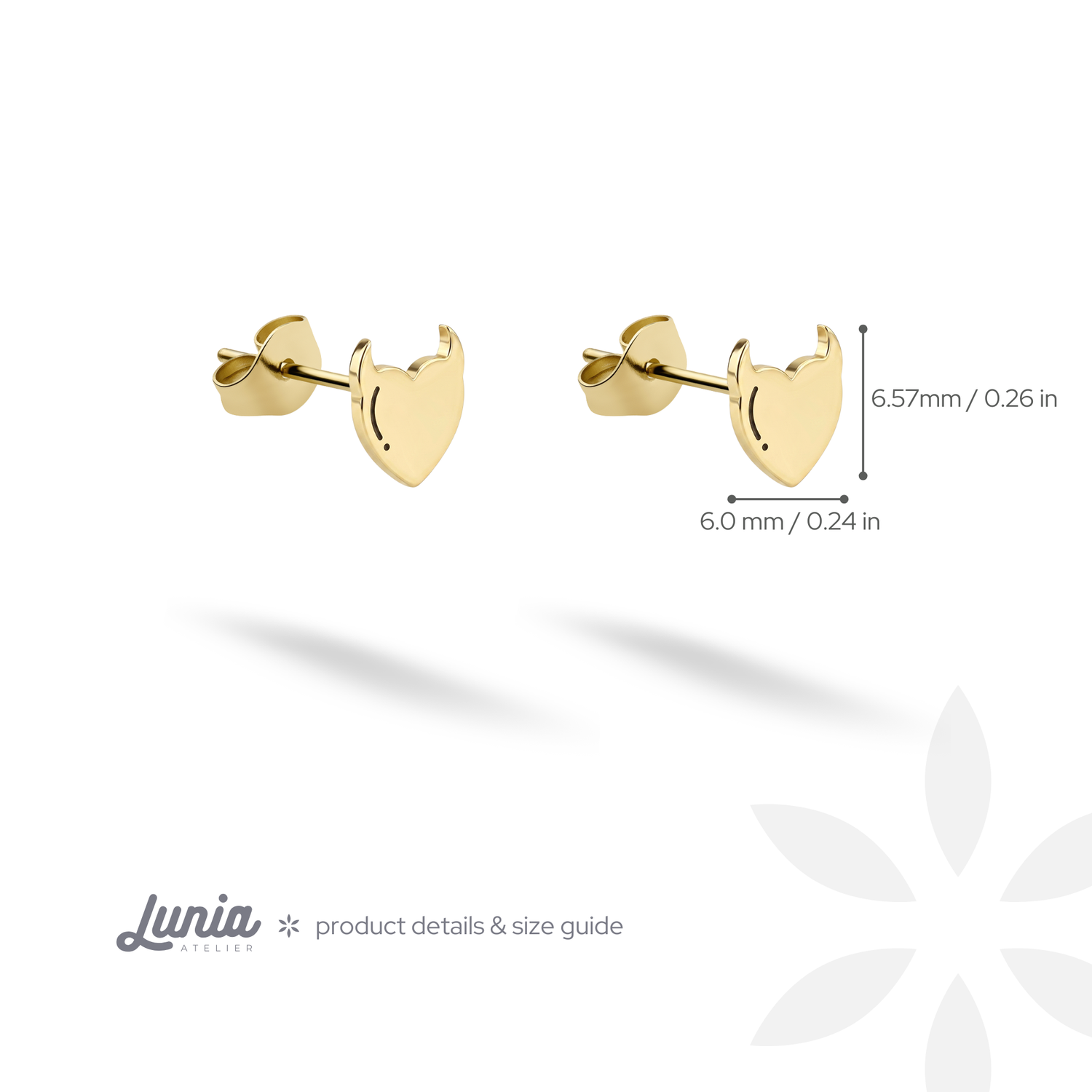 Devil Heart Stud Earrings 14K Gold / Silver