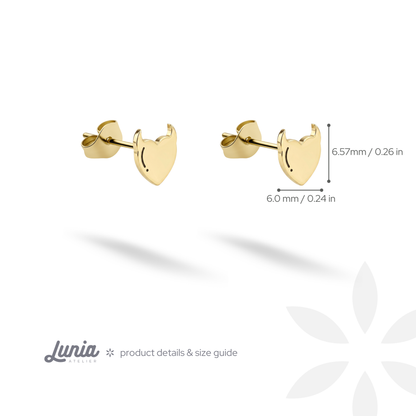 Devil Heart Stud Earrings 14K Gold / Silver