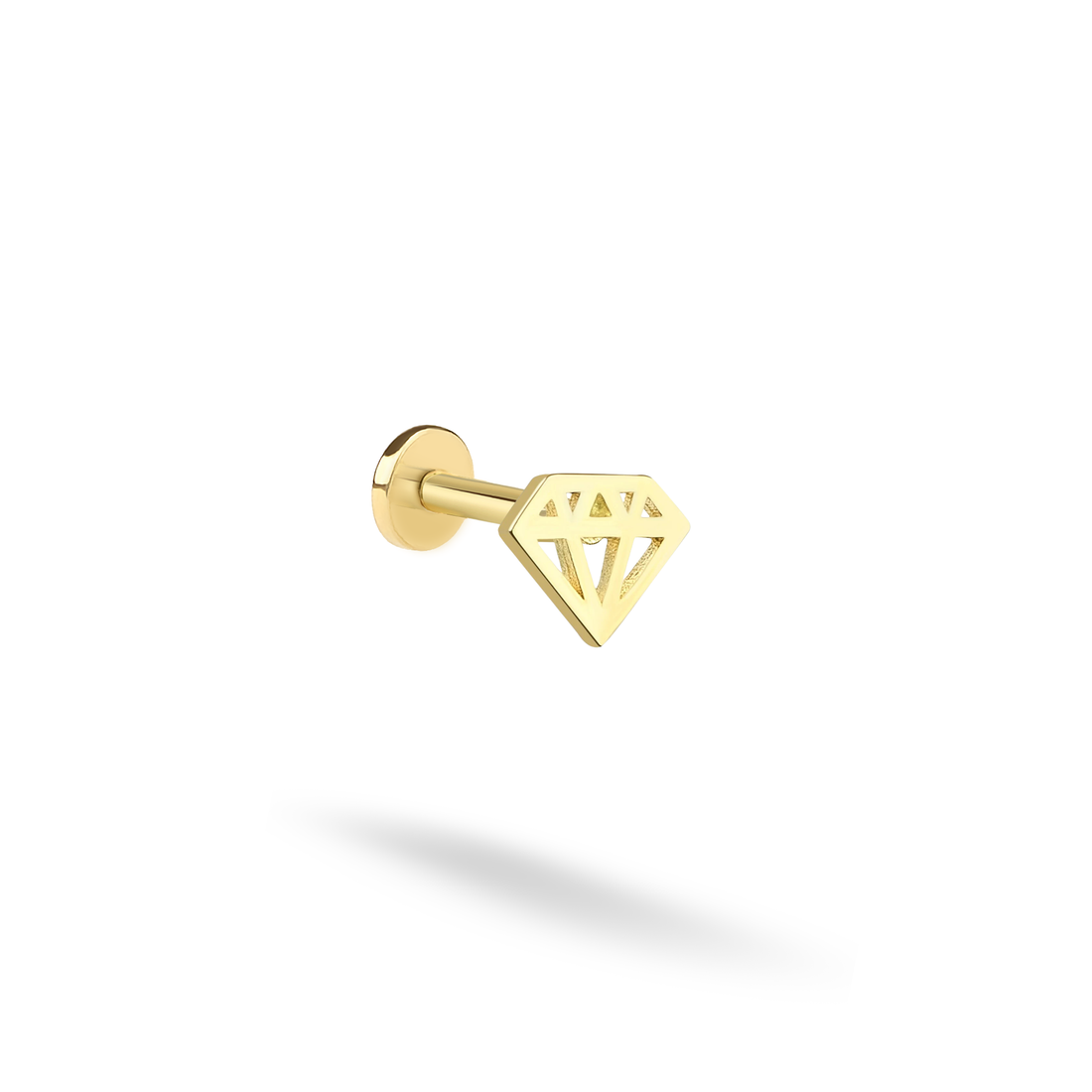 Diamond Shape Flatback Ear Piercing 14K Gold