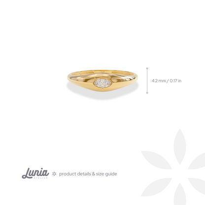 Dome Small Stone Diamond Ring 14K Gold