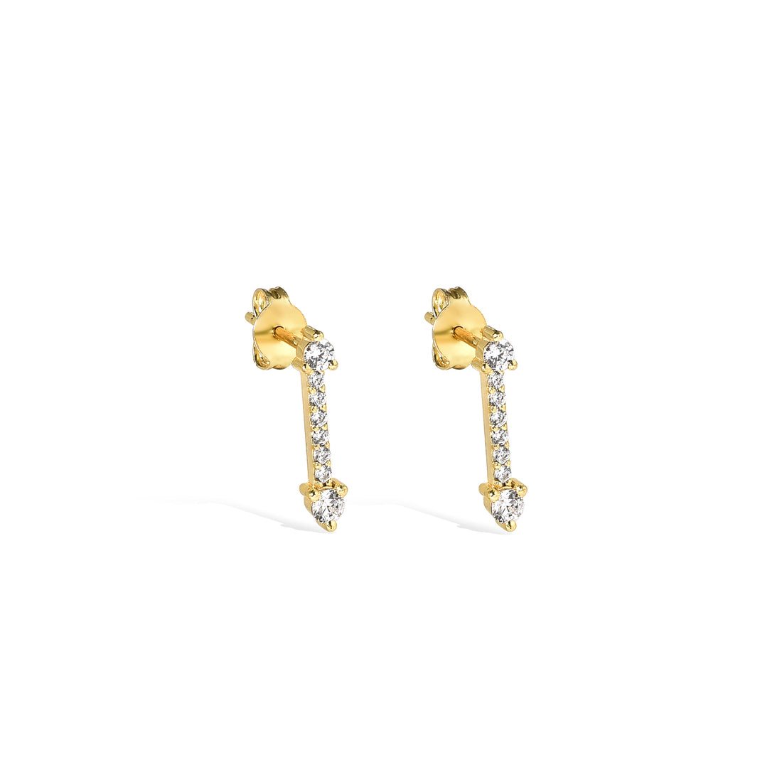 Double Arrow Diamond Earrings 14K Gold