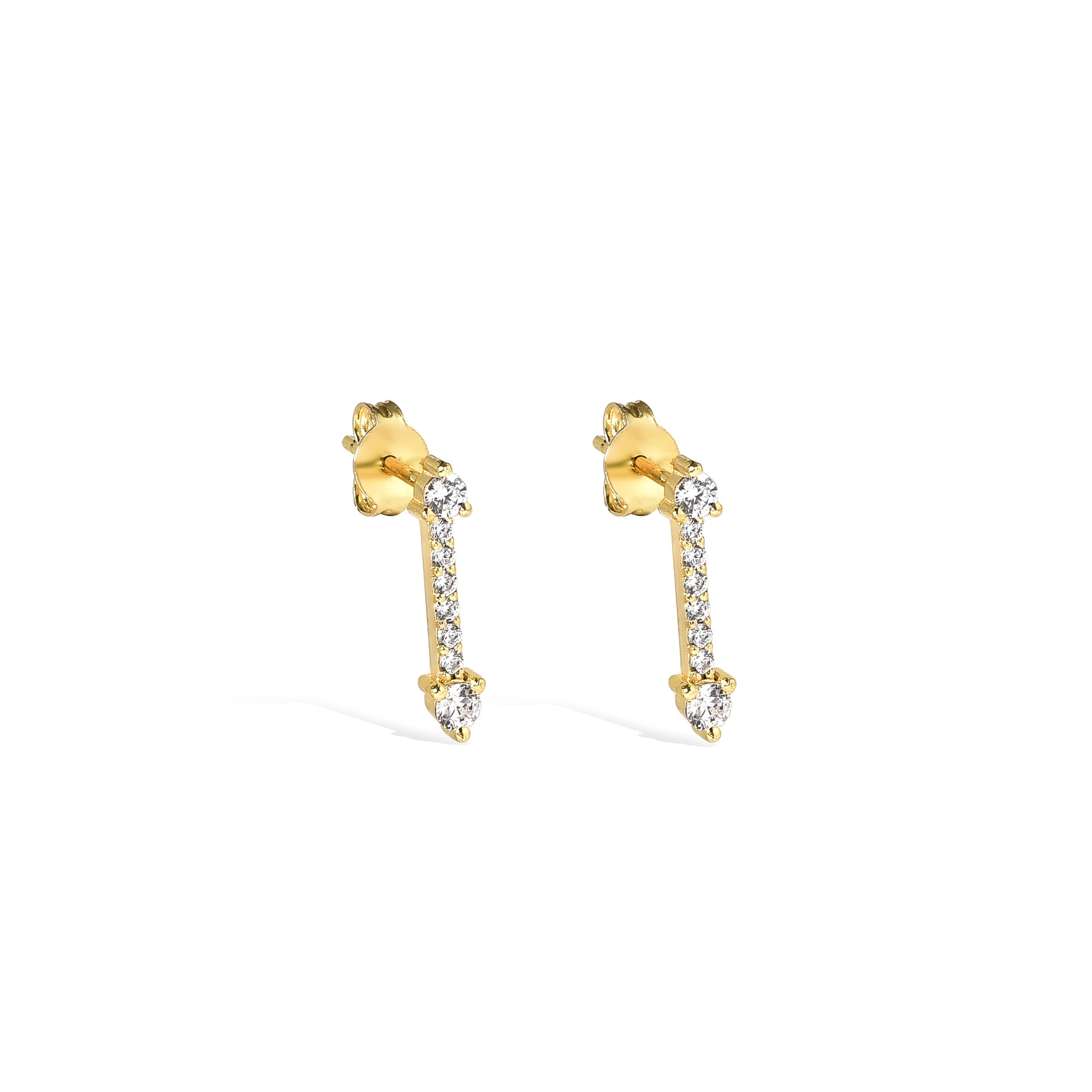 Double Arrow Diamond Earrings 14K Gold