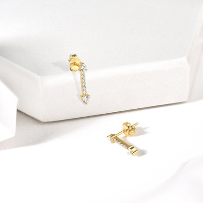 Double Arrow Diamond Earrings 14K Gold