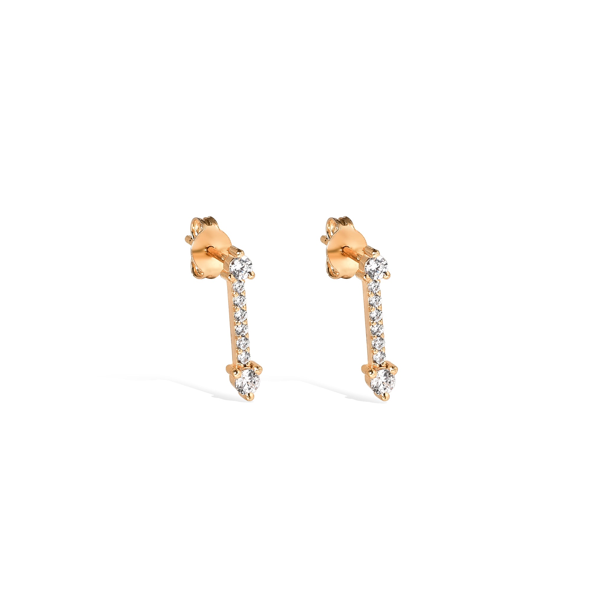 Double Arrow Diamond Earrings 14K Gold