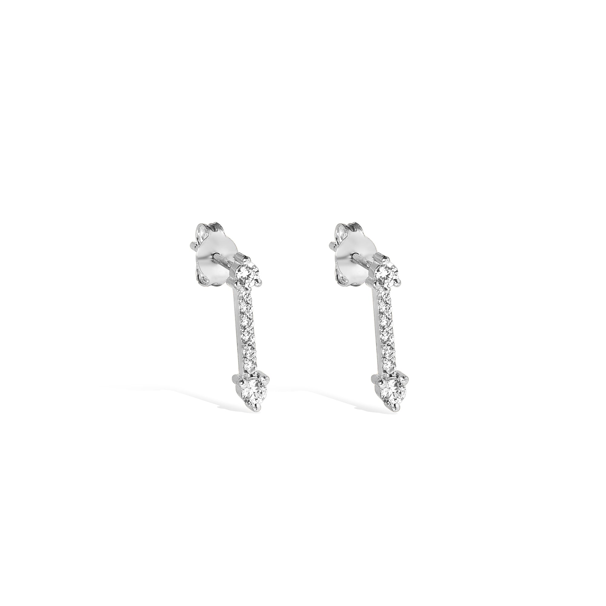 Double Arrow Diamond Earrings 14K Gold