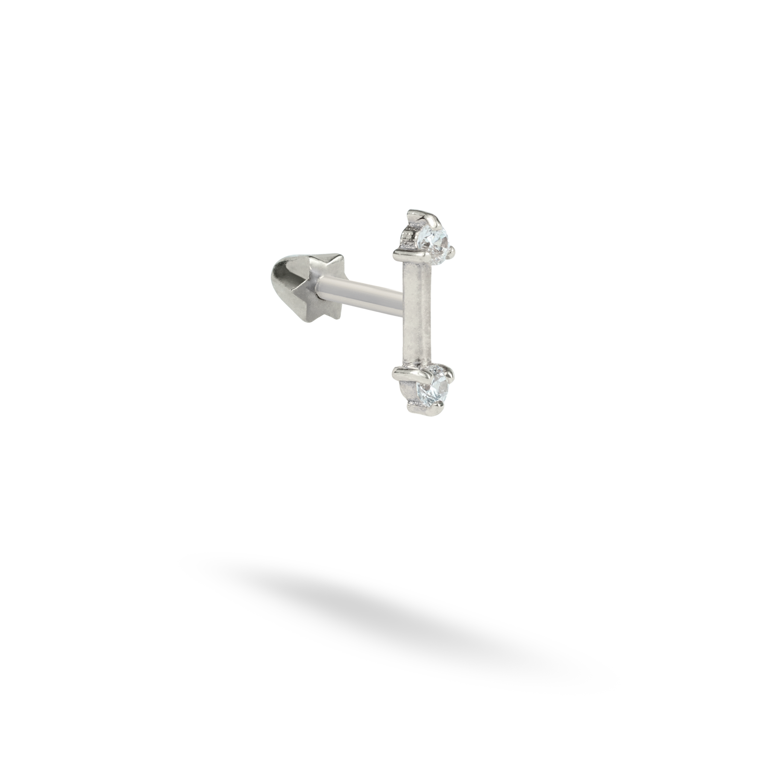 Double Arrow Flatback Ear Piercing 14K Gold with CZ Stone