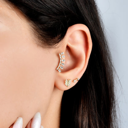 14K Gold Double Arrow CZ Flatback Piercing






