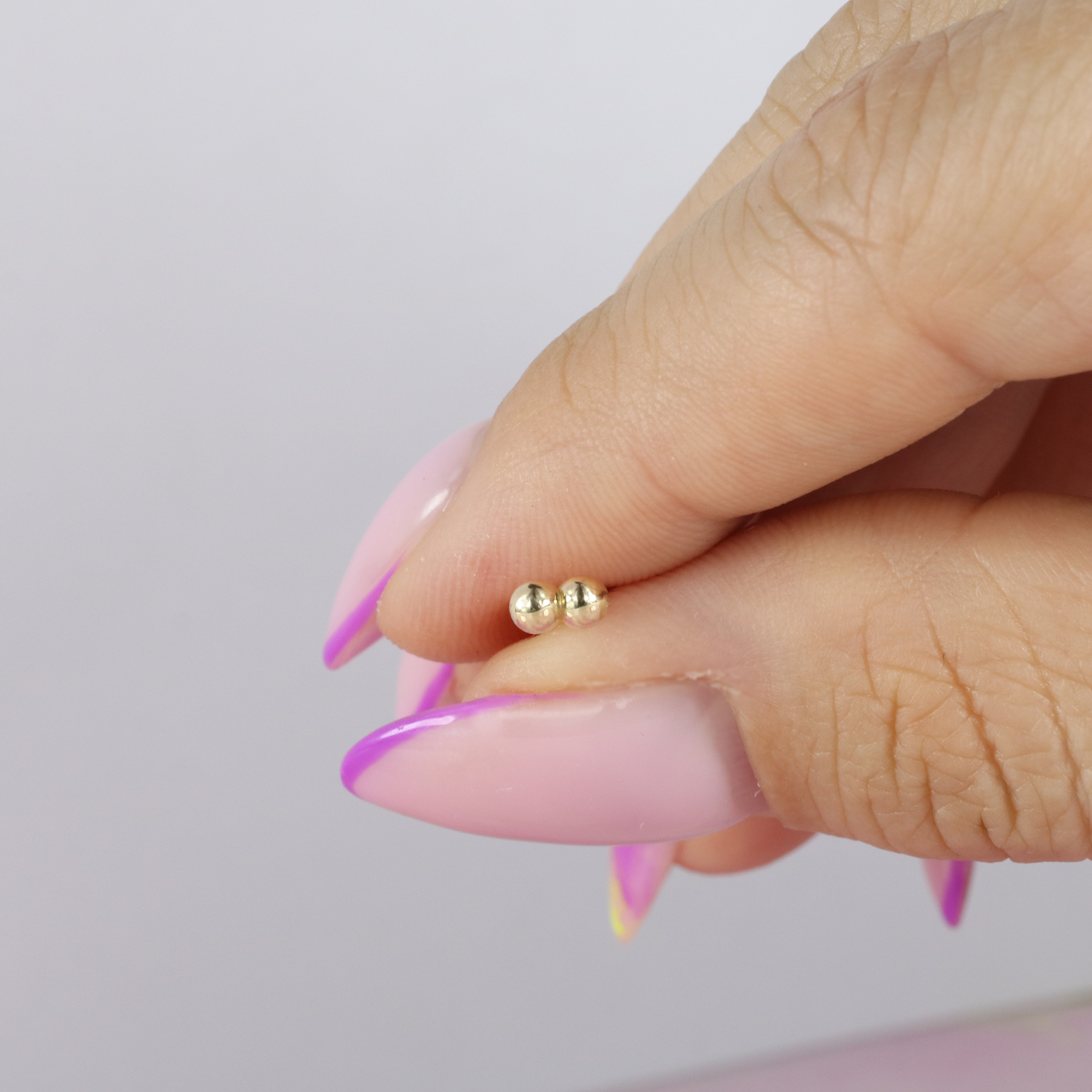 Double Ball Flatback Ear Piercing 14K Gold
