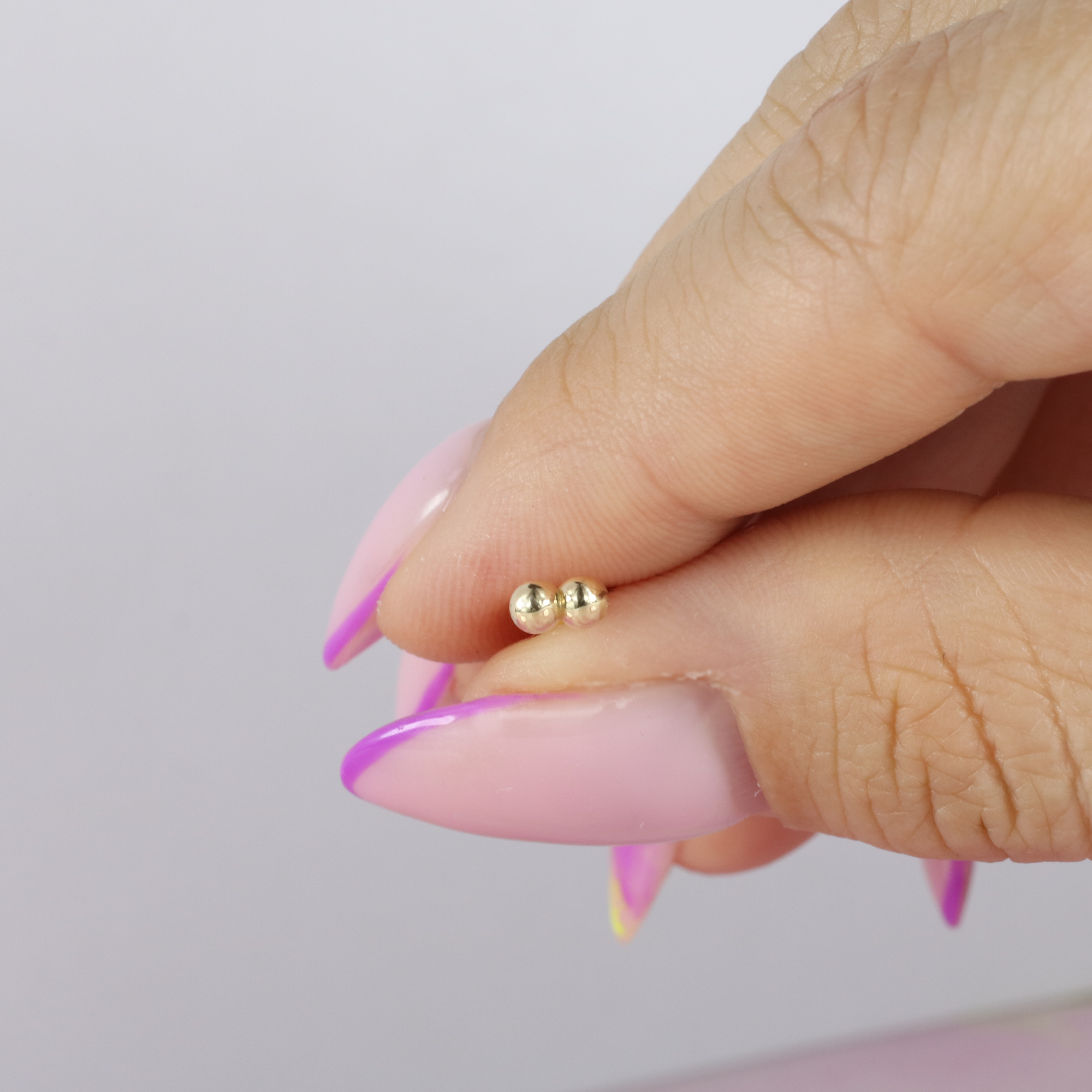 Double Ball Flatback Ear Piercing 14K Gold