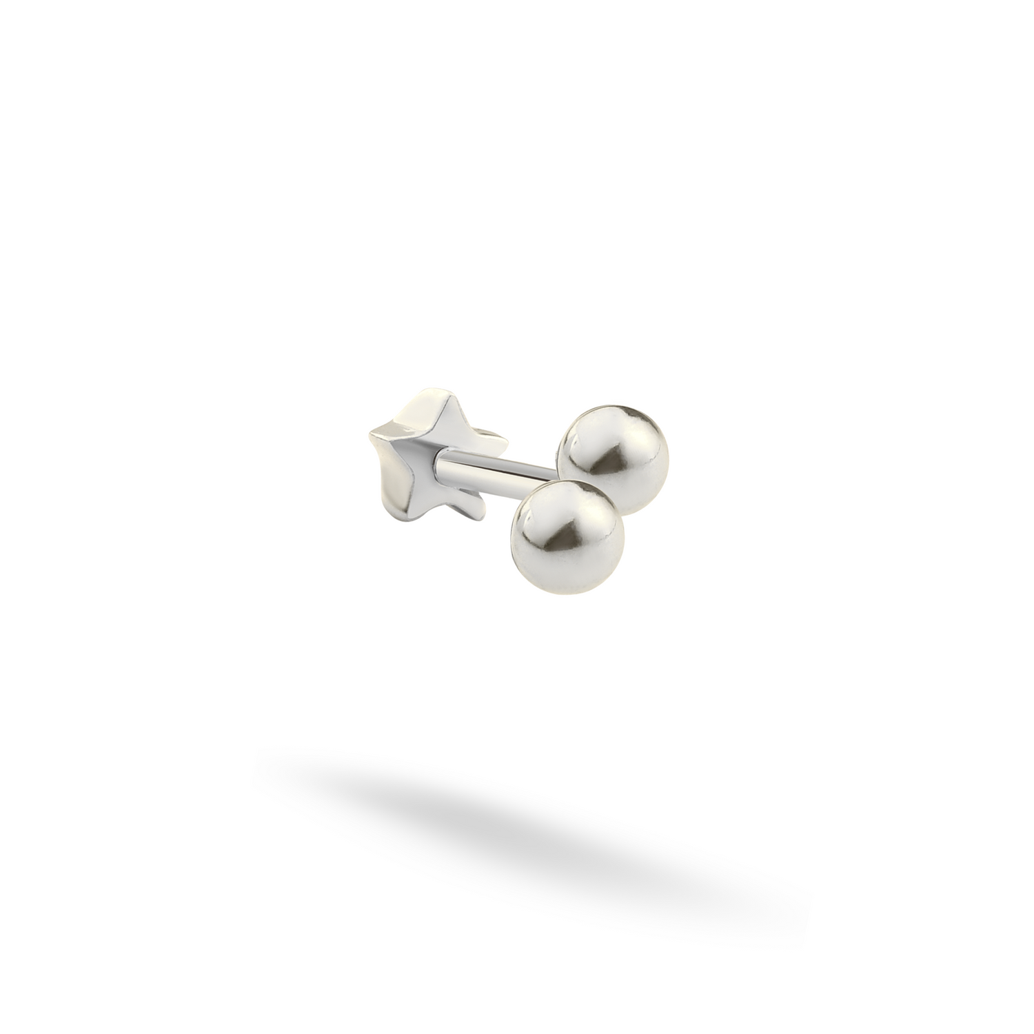 Double Ball Flatback Ear Piercing 14K Gold