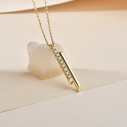 Double Bar Necklace Diamond 14K Gold / Silver