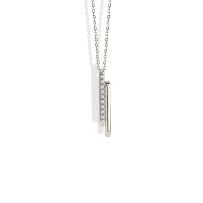 Double Bar Necklace Diamond 14K Gold / Silver