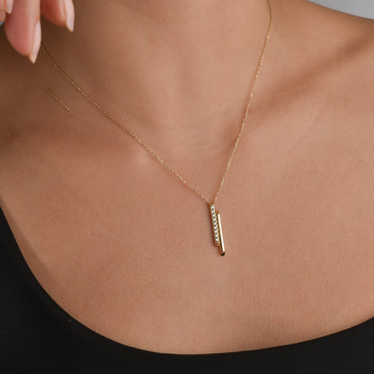 Double Bar Necklace Diamond 14K Gold / Silver
