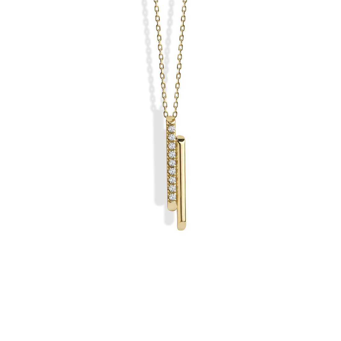 Double Bar Diamond Necklace 14K Gold / Silver silver double bar diamond necklace close-up