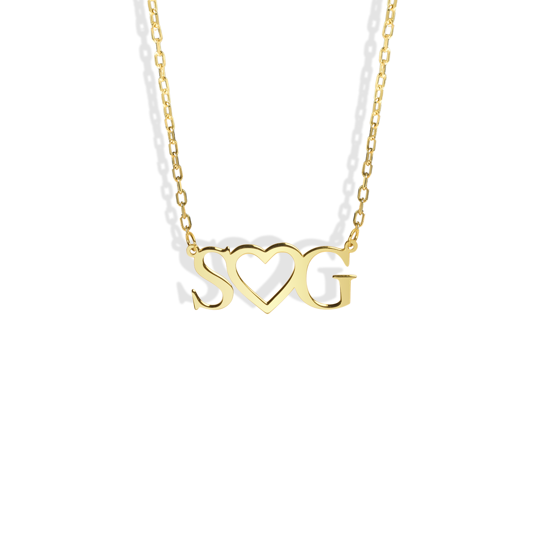 Double Initial Heart Letter Personalized Love Custom Necklace 14K Gold