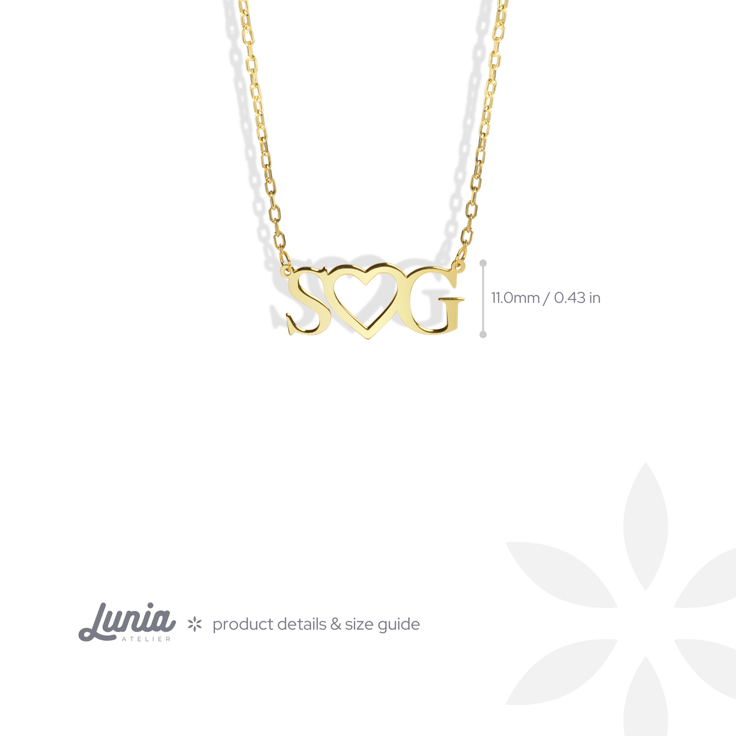Double Initial Heart Letter Personalized Love Custom Necklace 14K Gold
