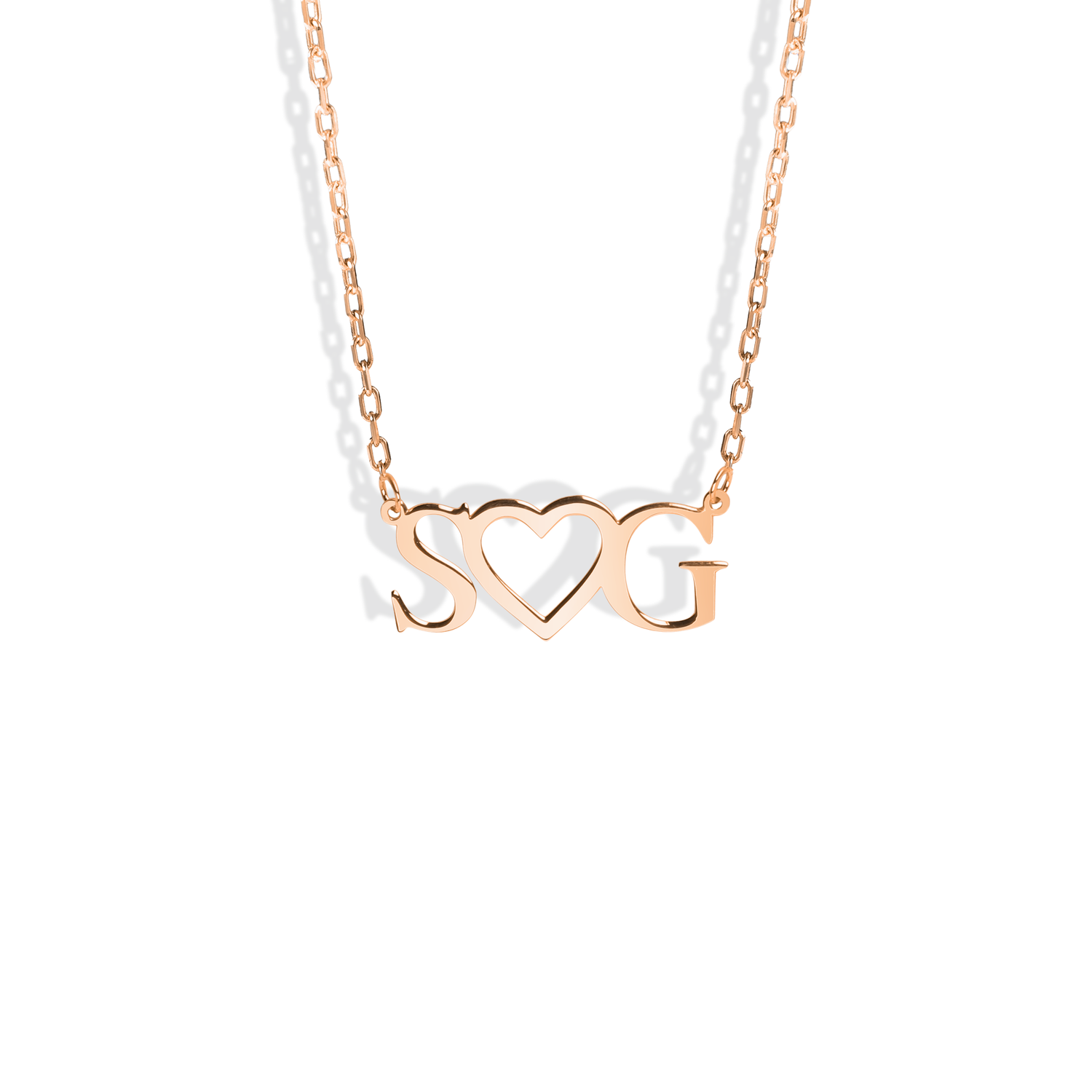 Double Initial Heart Letter Personalized Love Custom Necklace 14K Gold