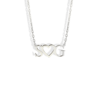 Double Initial Heart Letter Personalized Love Custom Necklace 14K Gold