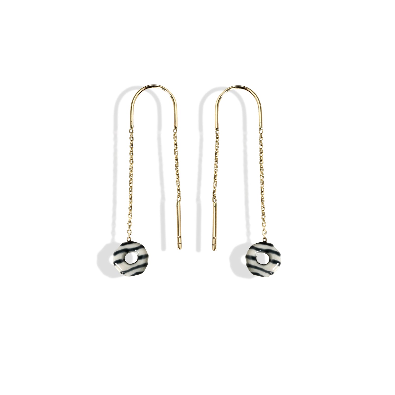 Doughnut Ear Threader Earrings 14k Gold