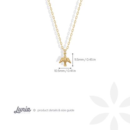 Dove Bird Pendant Necklace 14K Gold