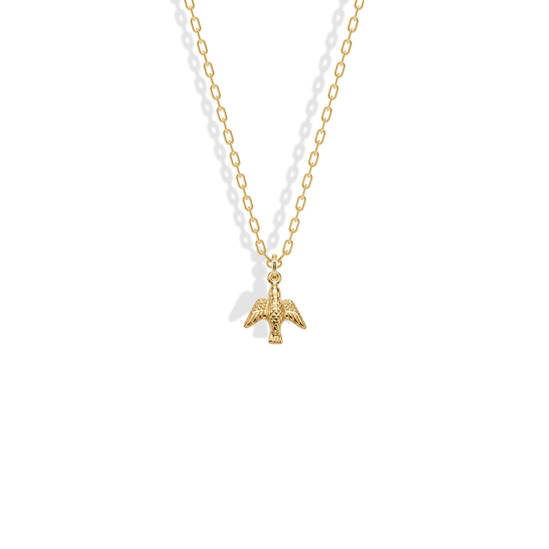 Dove Bird Pendant Necklace 14K Gold, a meaningful dove necklace and delicate bird jewelry piece symbolizing peace, love, and hope.